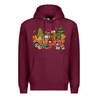 Burgundy christmas gingerbread truck Premium Hoodie - MaliasSmallBusiness
