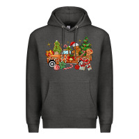 Charcoal Heather christmas gingerbread truck Premium Hoodie - MaliasSmallBusiness