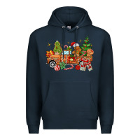 Navy christmas gingerbread truck Premium Hoodie - MaliasSmallBusiness