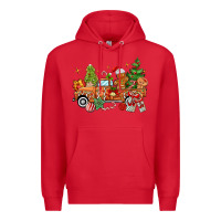 Red christmas gingerbread truck Premium Hoodie - MaliasSmallBusiness