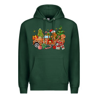 Sports Green christmas gingerbread truck Premium Hoodie - MaliasSmallBusiness