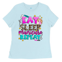 Baby Blue eat sleep manicure repeat Ladies Tee - AdoDesignShop