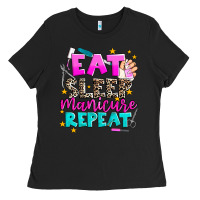 Black eat sleep manicure repeat Ladies Tee - AdoDesignShop