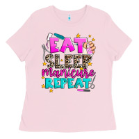 Bubblegum Pink eat sleep manicure repeat Ladies Tee - AdoDesignShop