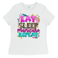 White eat sleep manicure repeat Ladies Tee - AdoDesignShop