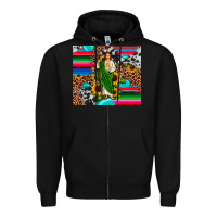 Black san judas leopard cowhide gemstone Zipper Hoodie - JahusDesignShop