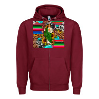 Burgundy san judas leopard cowhide gemstone Zipper Hoodie - JahusDesignShop