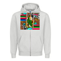 Dove Grey san judas leopard cowhide gemstone Zipper Hoodie - JahusDesignShop