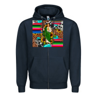 Navy san judas leopard cowhide gemstone Zipper Hoodie - JahusDesignShop