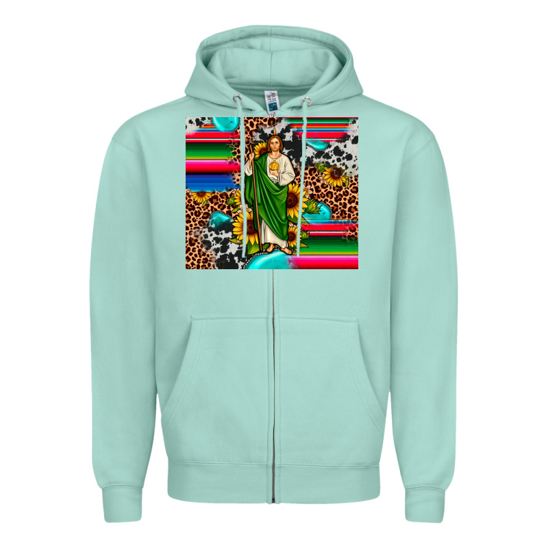 San Judas Leopard Cowhide Gemstone Zipper Hoodie by JahusDesignShop | Teevron