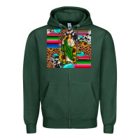 Sports Green san judas leopard cowhide gemstone Zipper Hoodie - JahusDesignShop