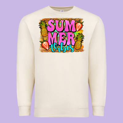 Summer Vibes Leopard Background Premium Sweatshirt Designed By Jasminsmagicworld