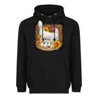 Black perched chicken with sunflowers leopard background Heavyweight Hoodie - LillyAllenDesigns