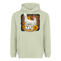 Matcha perched chicken with sunflowers leopard background Heavyweight Hoodie - LillyAllenDesigns
