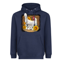 Navy perched chicken with sunflowers leopard background Heavyweight Hoodie - LillyAllenDesigns