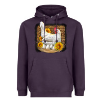 Plum perched chicken with sunflowers leopard background Heavyweight Hoodie - LillyAllenDesigns