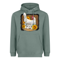 Sage perched chicken with sunflowers leopard background Heavyweight Hoodie - LillyAllenDesigns