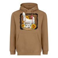 Toasted Coconut perched chicken with sunflowers leopard background Heavyweight Hoodie - LillyAllenDesigns