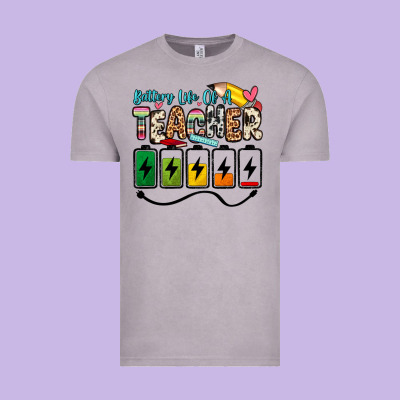 Battery Life Of A Teacher Vintage Tee Designed By Zillion Design Studio