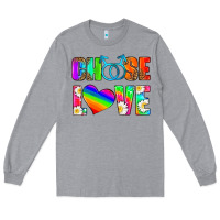 Heather Grey choose love (gay) Long Sleeve Tee - HRA Design Shop