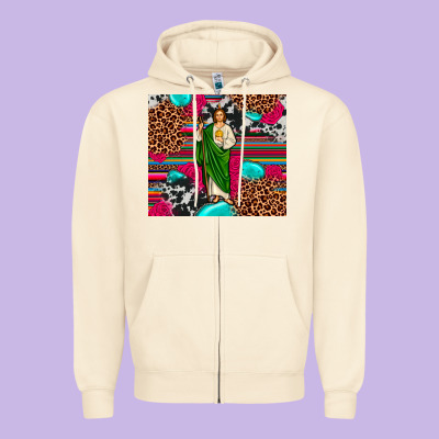 San Judas Leopard Cowhide Tumbler Zipper Hoodie Designed By Jahusdesignshop