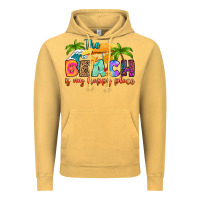 Vintage Mustard the beach is my happy place Vintage Hoodie - RanaPortraitStore