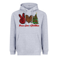 Heather Grey peace love christmas Heavyweight Hoodie - BarkalooDesign