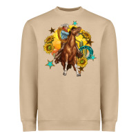 Mushroom bucking horse with cowboy and sunflower Heavyweight Sweatshirt - texasbilliewilder