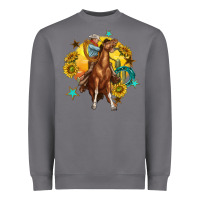 Storm bucking horse with cowboy and sunflower Heavyweight Sweatshirt - texasbilliewilder