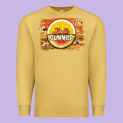Hello Summer Watermelon Lemon Premium Sweatshirt Designed By Jasminsmagicworld