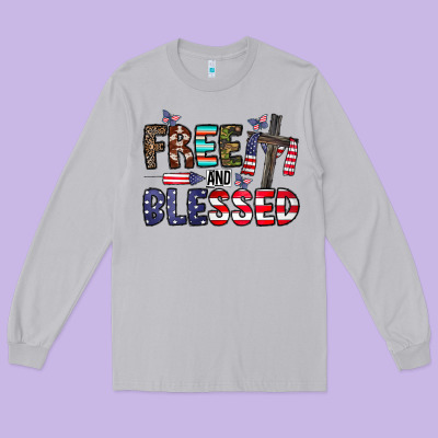 Free And Blessed Long Sleeve Tee Designed By Cowhidedigitalart