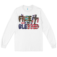 White free and blessed Long Sleeve Tee - CowhideDigitalArt