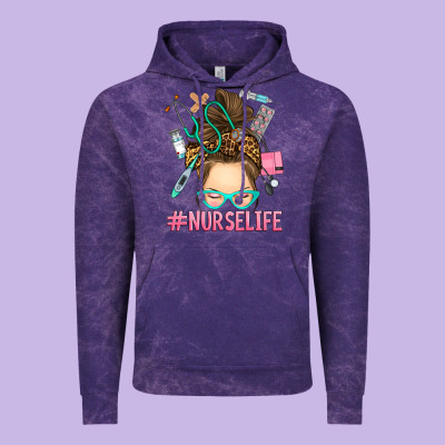 Messy Bun Nurse Life Vintage Hoodie Designed By Ranaportraitstore