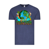 Vintage Denim sped teacher with earth globe Vintage Tee - texasbilliewilder