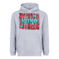 Heather Grey xoxo valentines day leopard glitter brushstroke Heavyweight Hoodie - Jasminsmagicworld