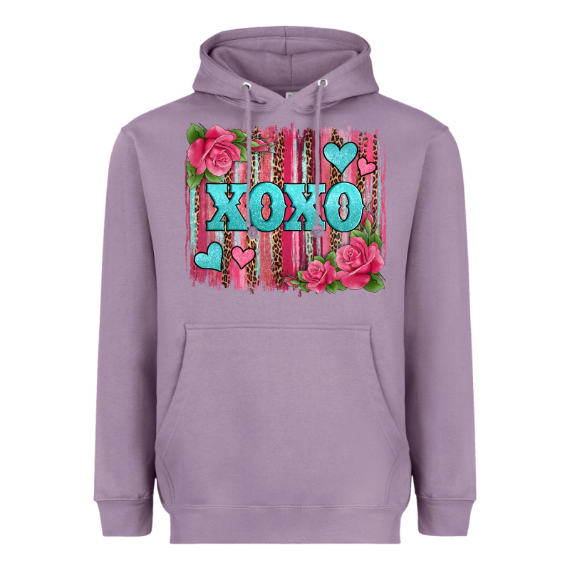 Xoxo Valentines Day Leopard Glitter Brushstroke Heavyweight Hoodie by Jasminsmagicworld | Teevron