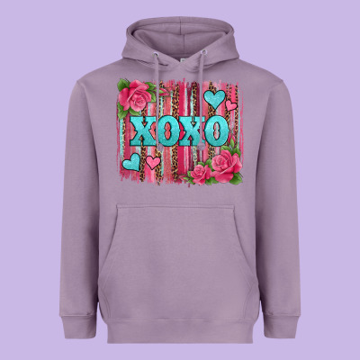 Xoxo Valentines Day Leopard Glitter Brushstroke Heavyweight Hoodie Designed By Jasminsmagicworld
