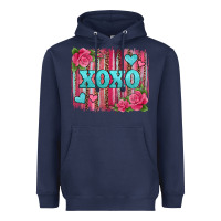 Navy xoxo valentines day leopard glitter brushstroke Heavyweight Hoodie - Jasminsmagicworld