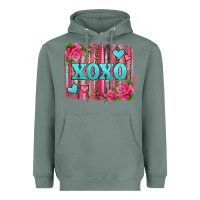 Sage xoxo valentines day leopard glitter brushstroke Heavyweight Hoodie - Jasminsmagicworld