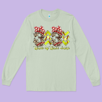 Three Up Theree Down Softball Long Sleeve Tee Designed By Racoondesign