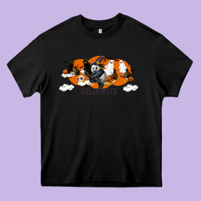 Hallowen Panda Heavy Core Tee Designed By Lillyallendesigns