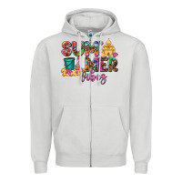 Dove Grey summer vibes Zipper Hoodie - AdoDesignShop