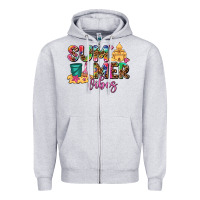 Heather Grey summer vibes Zipper Hoodie - AdoDesignShop