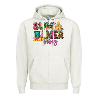 Oatmeal Heather summer vibes Zipper Hoodie - AdoDesignShop