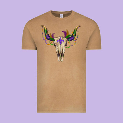 Mardi Gras Bullskull Vintage Tee Designed By Ranaportraitstore