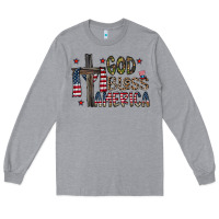 Heather Grey god bless america Long Sleeve Tee - CowhideDigitalArt