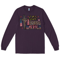 Plum god bless america Long Sleeve Tee - CowhideDigitalArt