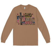 Toasted Coconut god bless america Long Sleeve Tee - CowhideDigitalArt