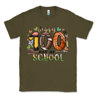 Army Green happy 100 americana football basketball day of sch Classic Tee - RacoonDesign