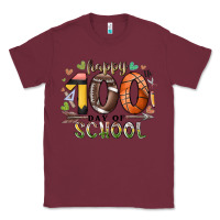 Burgundy happy 100 americana football basketball day of sch Classic Tee - RacoonDesign